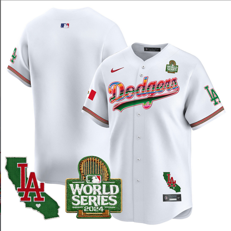 Men MLB Mexico Los Angeles Dodgers blank white 2024 World Series Champions Patch Jersey 2024110 style 2->los angeles dodgers->MLB Jersey